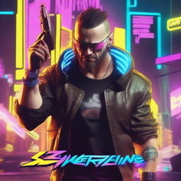 Create a vibrant and eye-catching YouTube thumbnail for a video about Cyberpunk 2077