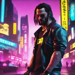 Create a vibrant and eye-catching YouTube thumbnail for a video about Cyberpunk 2077