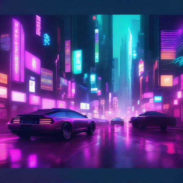 Create a YouTube thumbnail in 3280 x 2160 resolution with a cyberpunk theme