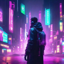 Create a YouTube thumbnail in 3280 x 2160 resolution with a cyberpunk theme