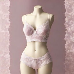 A detailed illustration of elegant lingerie displayed on a mannequin