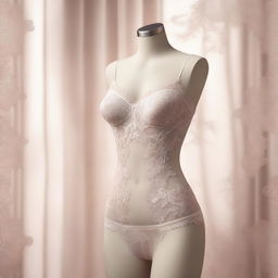 A detailed illustration of elegant lingerie displayed on a mannequin