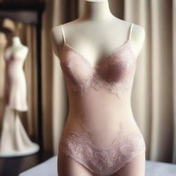 A detailed illustration of elegant lingerie displayed on a mannequin