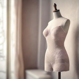 A detailed illustration of elegant lingerie displayed on a mannequin