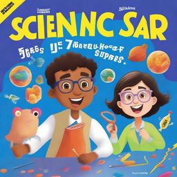 Create a book cover titled 'The Science Fair Surprise'