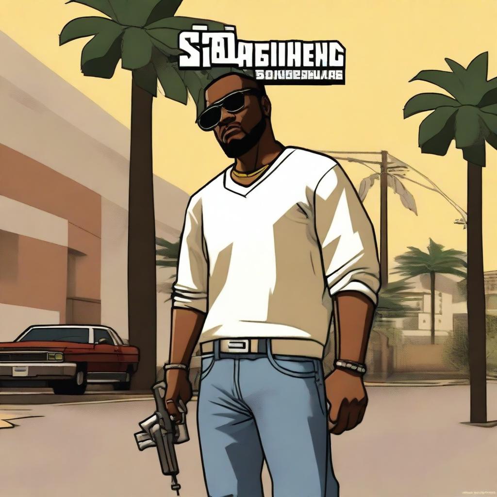 Create an image that depicts a tutorial for GTA San Andreas