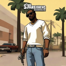 Create an image that depicts a tutorial for GTA San Andreas