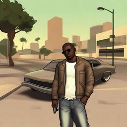 Create an image that depicts a tutorial for GTA San Andreas