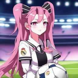 Anime character Krul Tepes wearing a Real Madrid football uniform