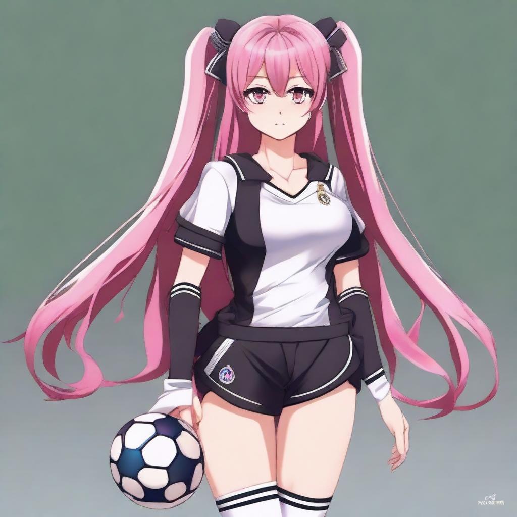 A detailed anime-style character of Krul Tepes wearing a Real Madrid football uniform, including a jersey and shorts