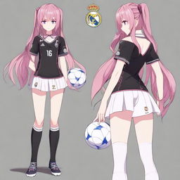 A detailed anime-style character of Krul Tepes wearing a Real Madrid football uniform, including a jersey and shorts