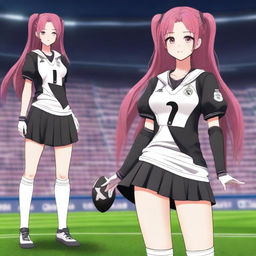 A detailed anime-style character of Krul Tepes wearing a Real Madrid football uniform, including a jersey and shorts