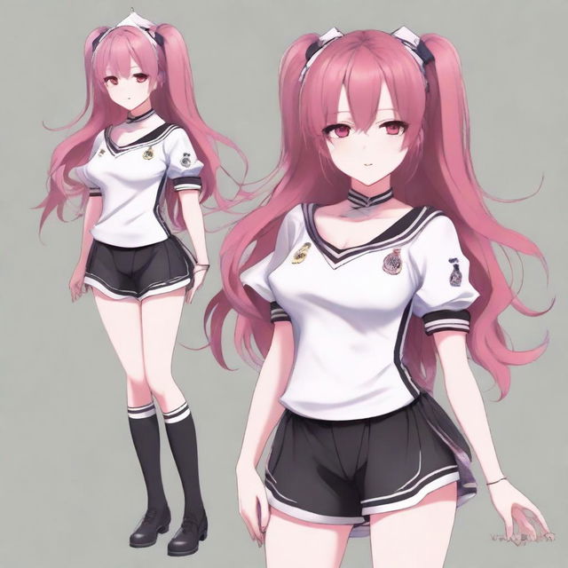 Create an anime-realism style image of Krul Tepes wearing a Real Madrid uniform, including shorts and a jersey