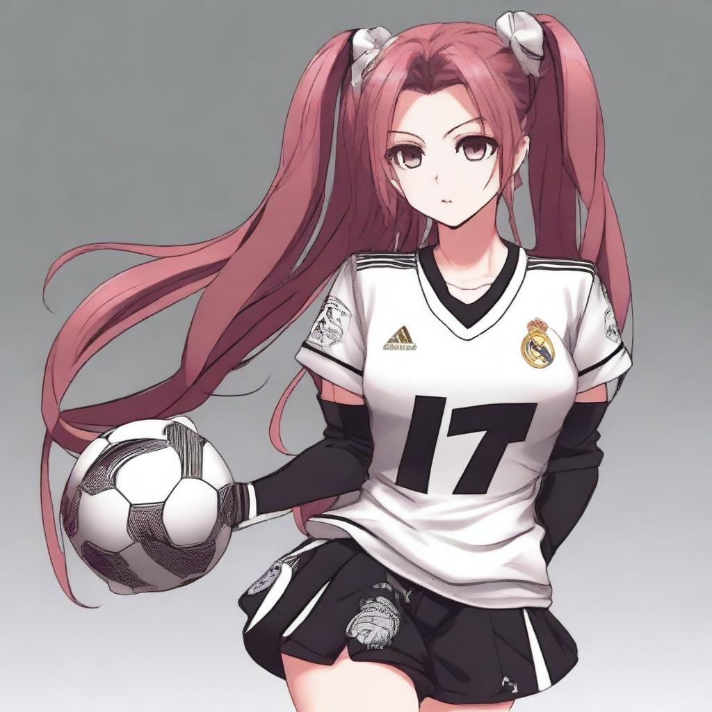 Krul Tepes wearing a Real Madrid football jersey and shorts