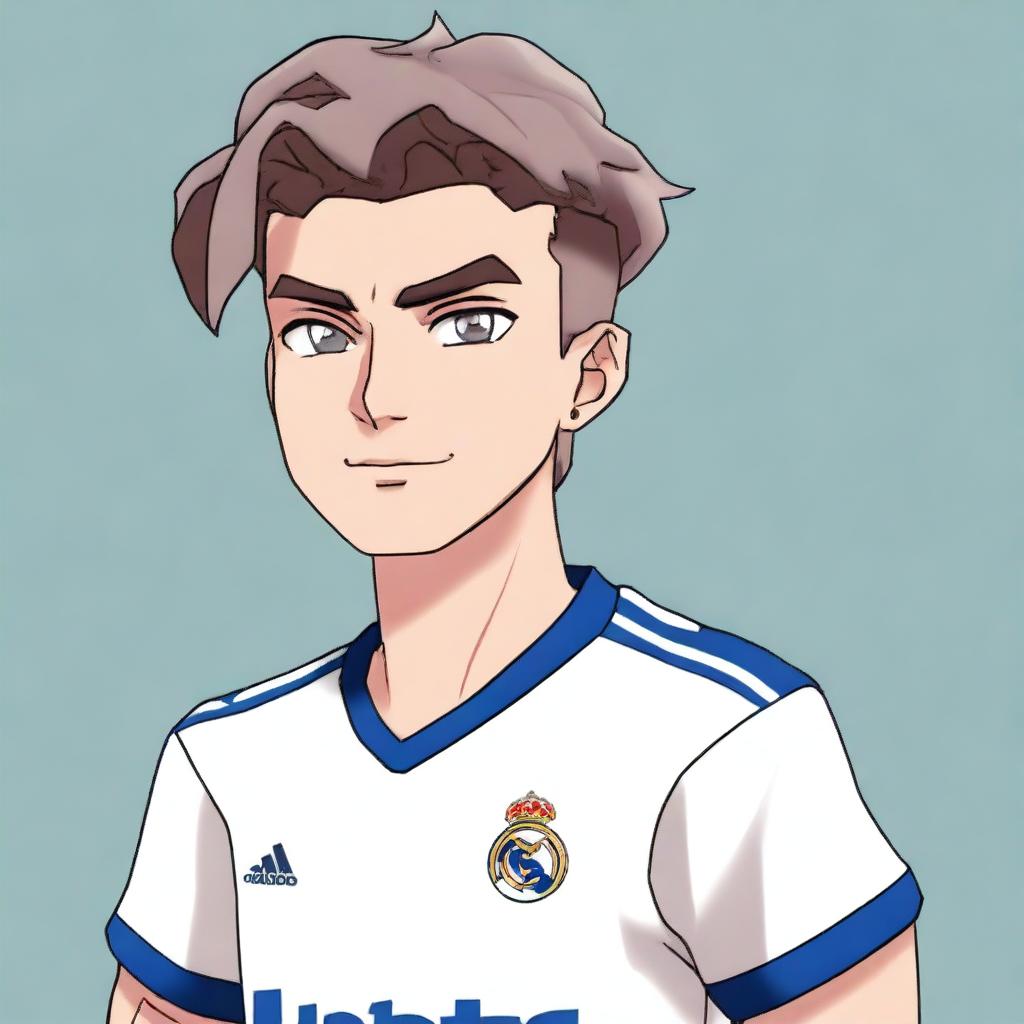 Krus Tepes wearing a Real Madrid uniform, including shorts and a t-shirt