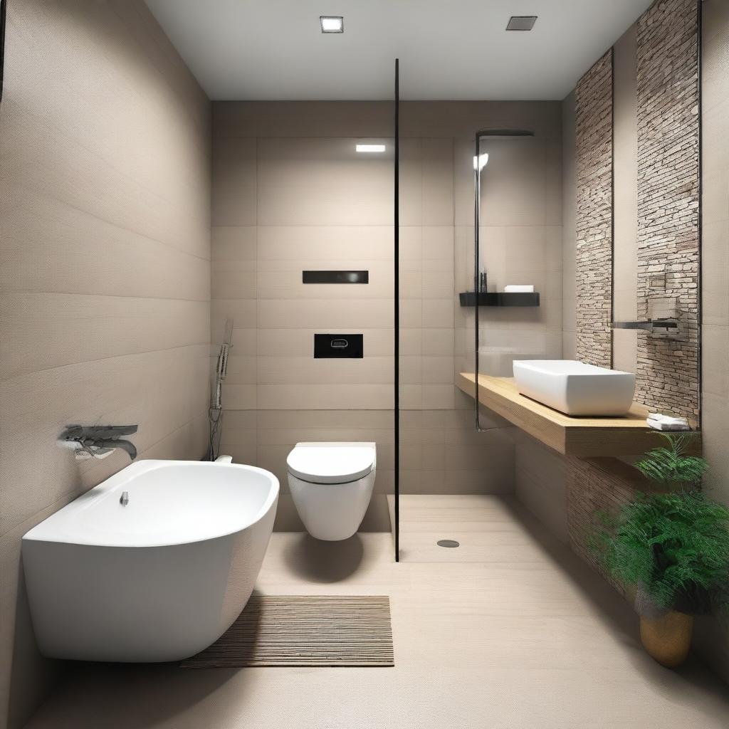 Create a bathroom design measuring 1