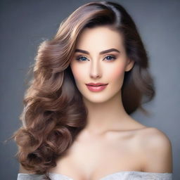 A realistic and beautiful woman with attractive features