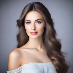 A realistic and beautiful woman with attractive features