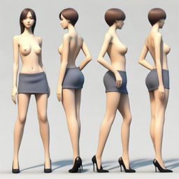 A slim-bodied figure wearing a mini skirt, depicted in a tasteful and artistic manner with focus on fashion and style