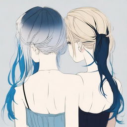 Two girls seen from the back, looking forward