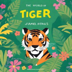 A vibrant and colorful children's book cover featuring a playful tiger in a lush jungle