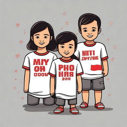 Create a t-shirt design for children with an Indonesian independence theme