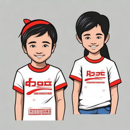 Create a t-shirt design for children with an Indonesian independence theme