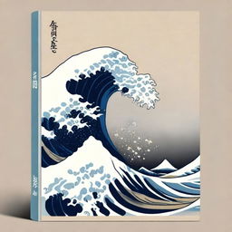 Create a book cover featuring a stylized interpretation of the famous 'Great Wave off Kanagawa'