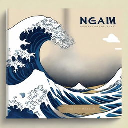 Create a book cover featuring a stylized interpretation of the famous 'Great Wave off Kanagawa'