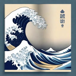 Create a book cover featuring a stylized interpretation of the famous 'Great Wave off Kanagawa'