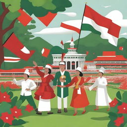 A vibrant and festive image celebrating Indonesia's 79th Independence Day