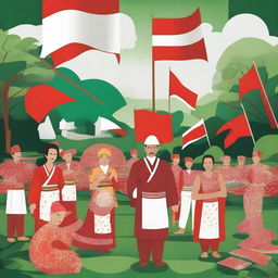 A vibrant and festive image celebrating Indonesia's 79th Independence Day