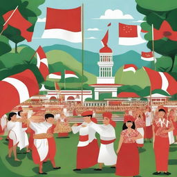 A vibrant and festive image celebrating Indonesia's 79th Independence Day