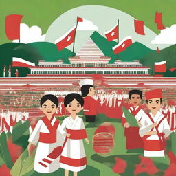 A vibrant and festive image celebrating Indonesia's 79th Independence Day