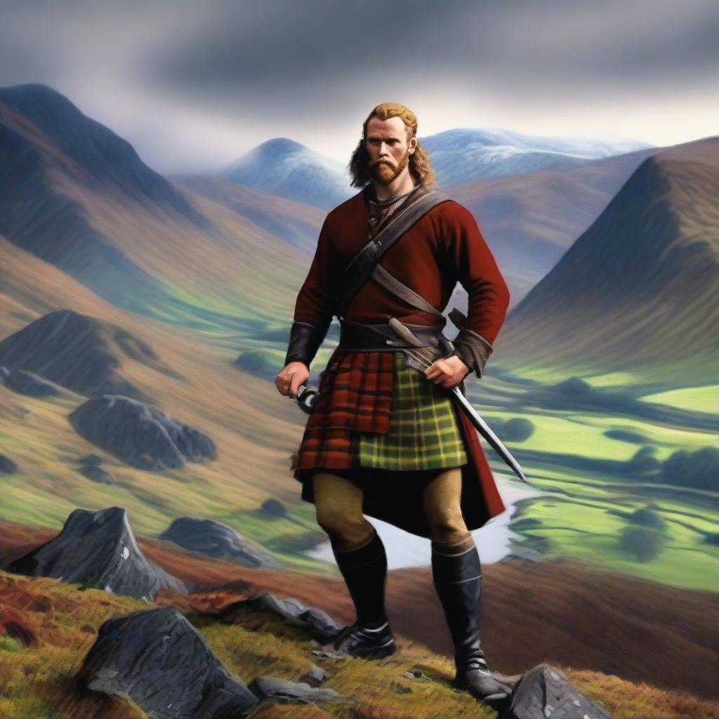 Create an image of Rob Roy, the famous Scottish folk hero and outlaw