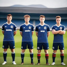 Create an image featuring a group of Scottish football players