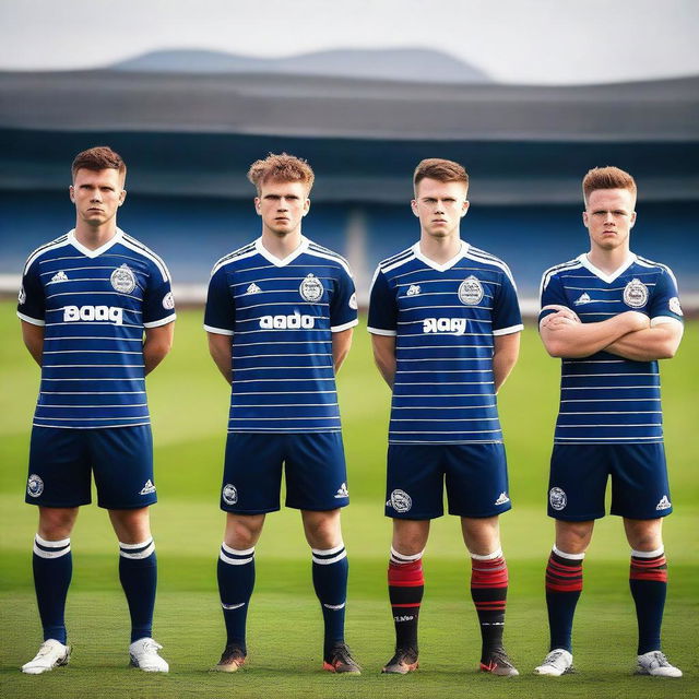 Create an image featuring a group of Scottish football players