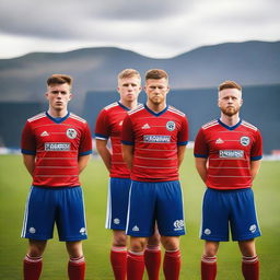 Create an image featuring a group of Scottish football players