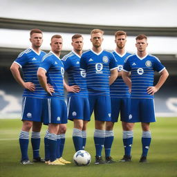 Create an image featuring a group of Scottish football players