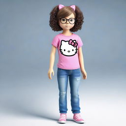 Create a realistic 3D image of a teenager styled as Hello Kitty