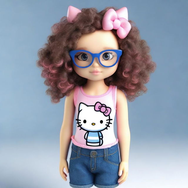 Create a realistic 3D image of a teenager styled as Hello Kitty