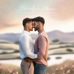 A heartfelt book cover featuring a romantic gay couple