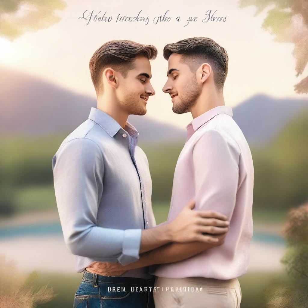 A heartfelt book cover featuring a romantic gay couple