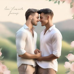 A heartfelt book cover featuring a romantic gay couple