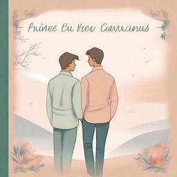 A heartfelt drawing of a book cover featuring a romantic gay couple