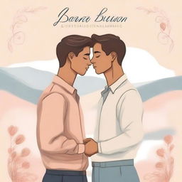 A heartfelt drawing of a book cover featuring a romantic gay couple