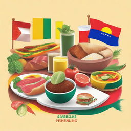 A vibrant and colorful image featuring various Latin American foods