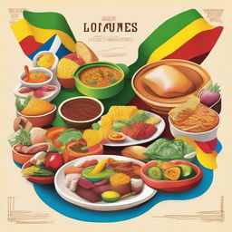 A vibrant and colorful image featuring various Latin American foods