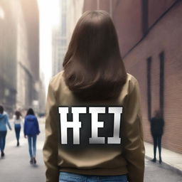 Create a book cover featuring a brunette teen girl with her back turned, wearing an FBI jacket