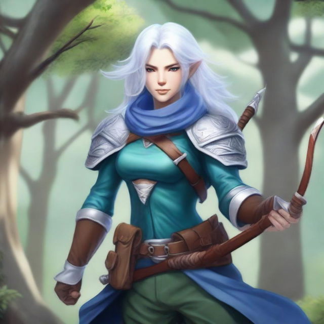 Create a detailed image of an Air Genasi ranger